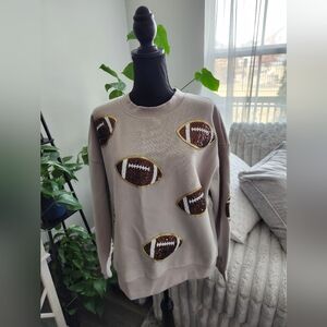Kirklands Football Motif Sweater - Gray and Brown
